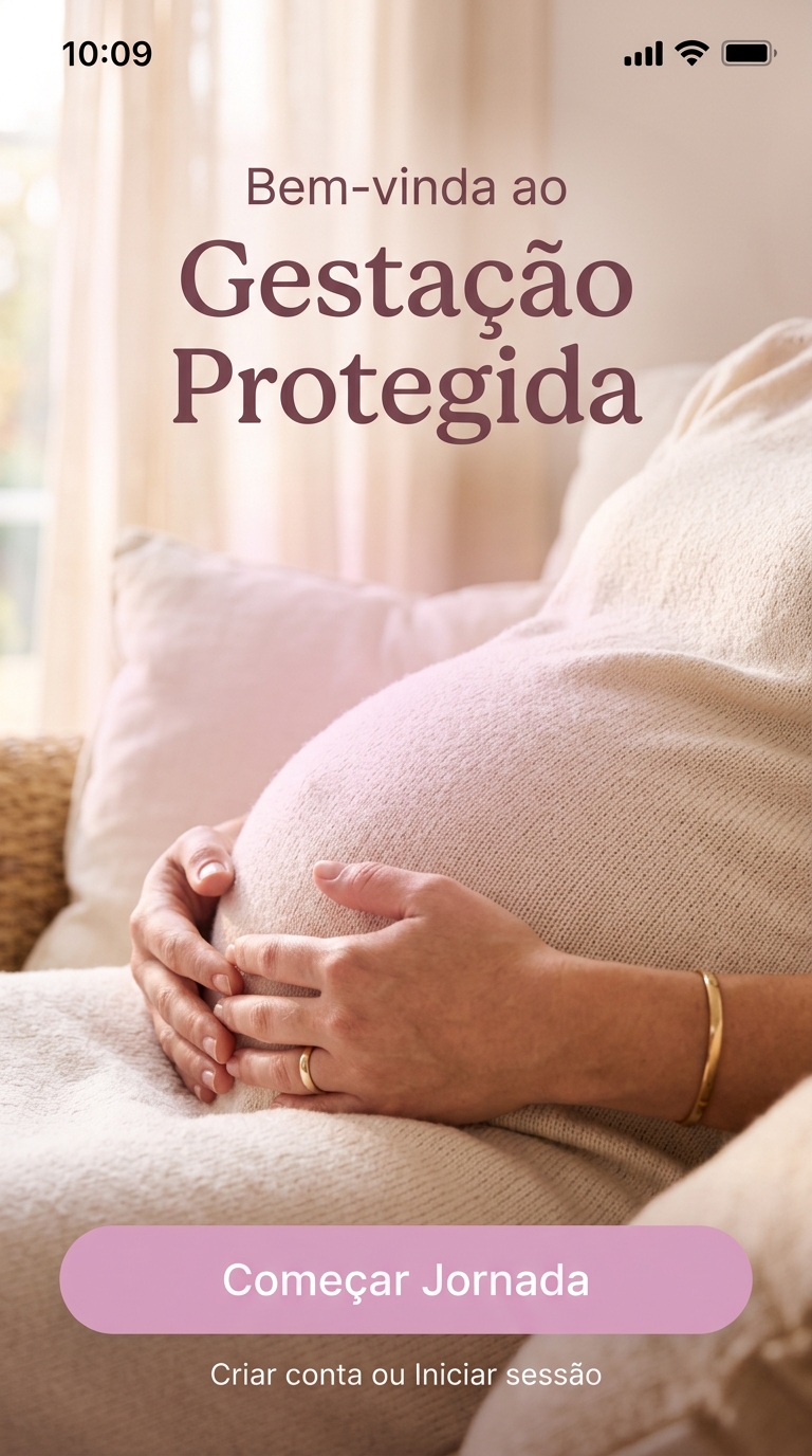 Tela de boas-vindas do aplicativo Gestação Protegida